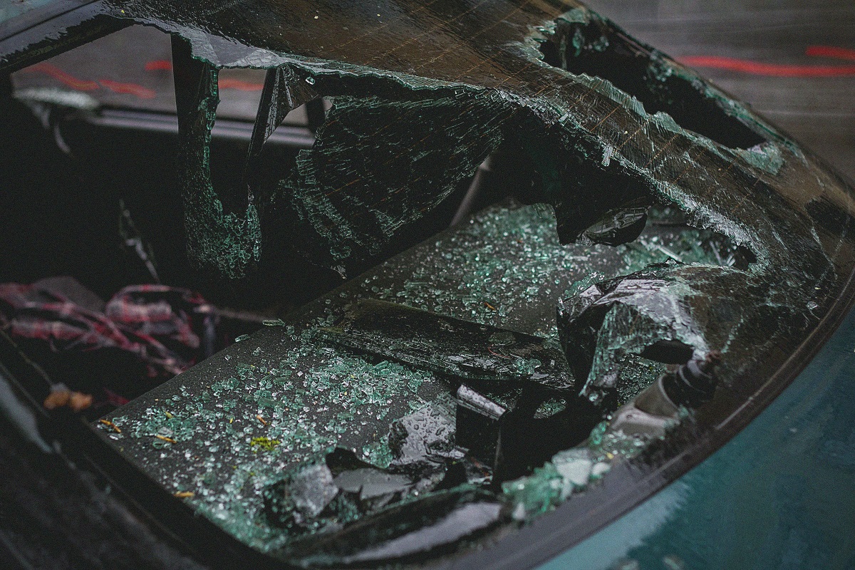 car with a broken windshield